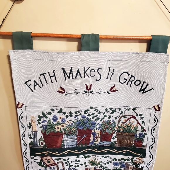 Faith Makes It Grow Wall Hanging Decor With Pole Vintage 1977 Deb Strain. - Picture 3 of 7